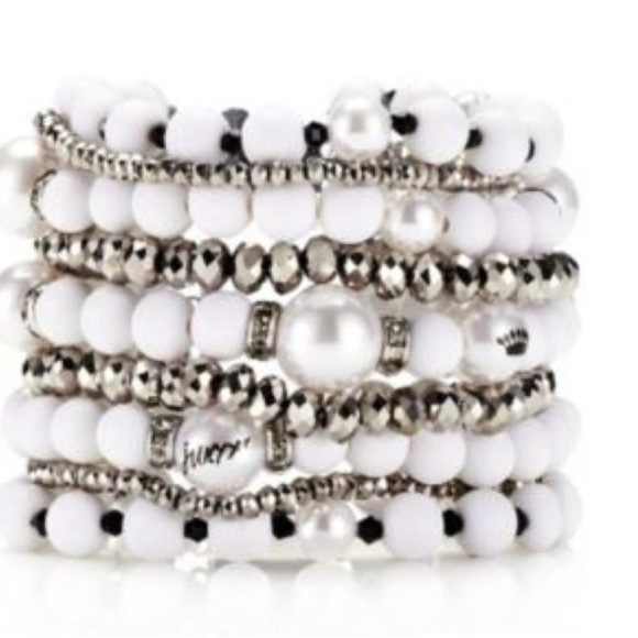 Juicy Couture Rare Multi-Strand Pearl Resin Crystal Beaded Bracelet Y2K